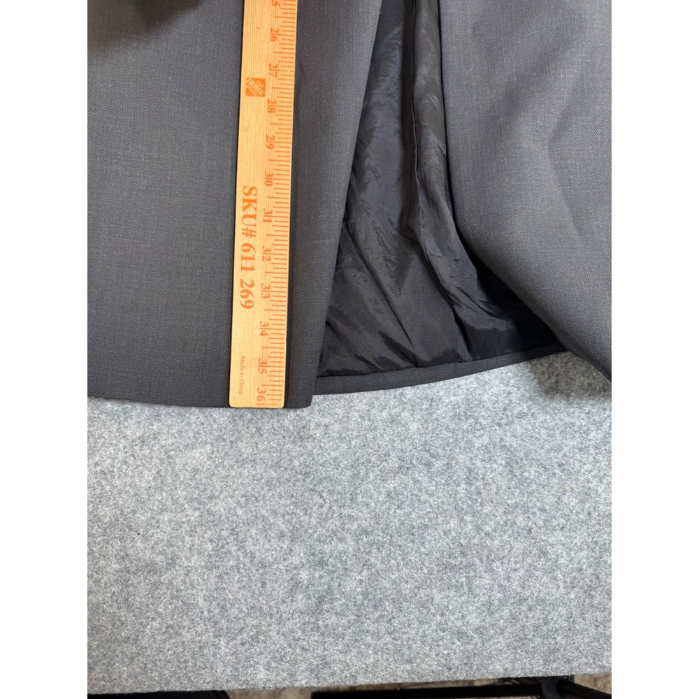 Escada Charcoal Grey 100% Virgin Wool Longline Blazer Coat Zip Front Size 36 - Picture 8 of 9